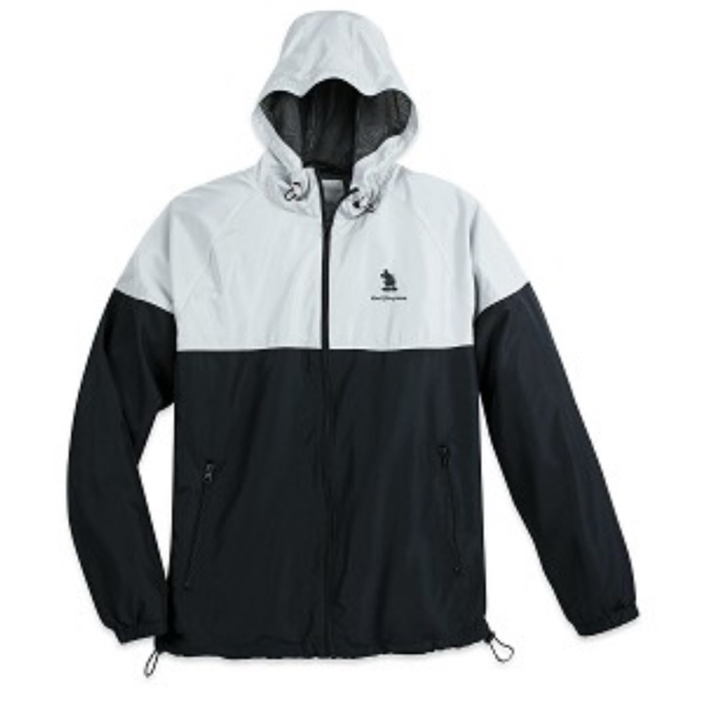 Disney - men’s Windbreaker hooded zip up Jacket Disney world grey/ black size S